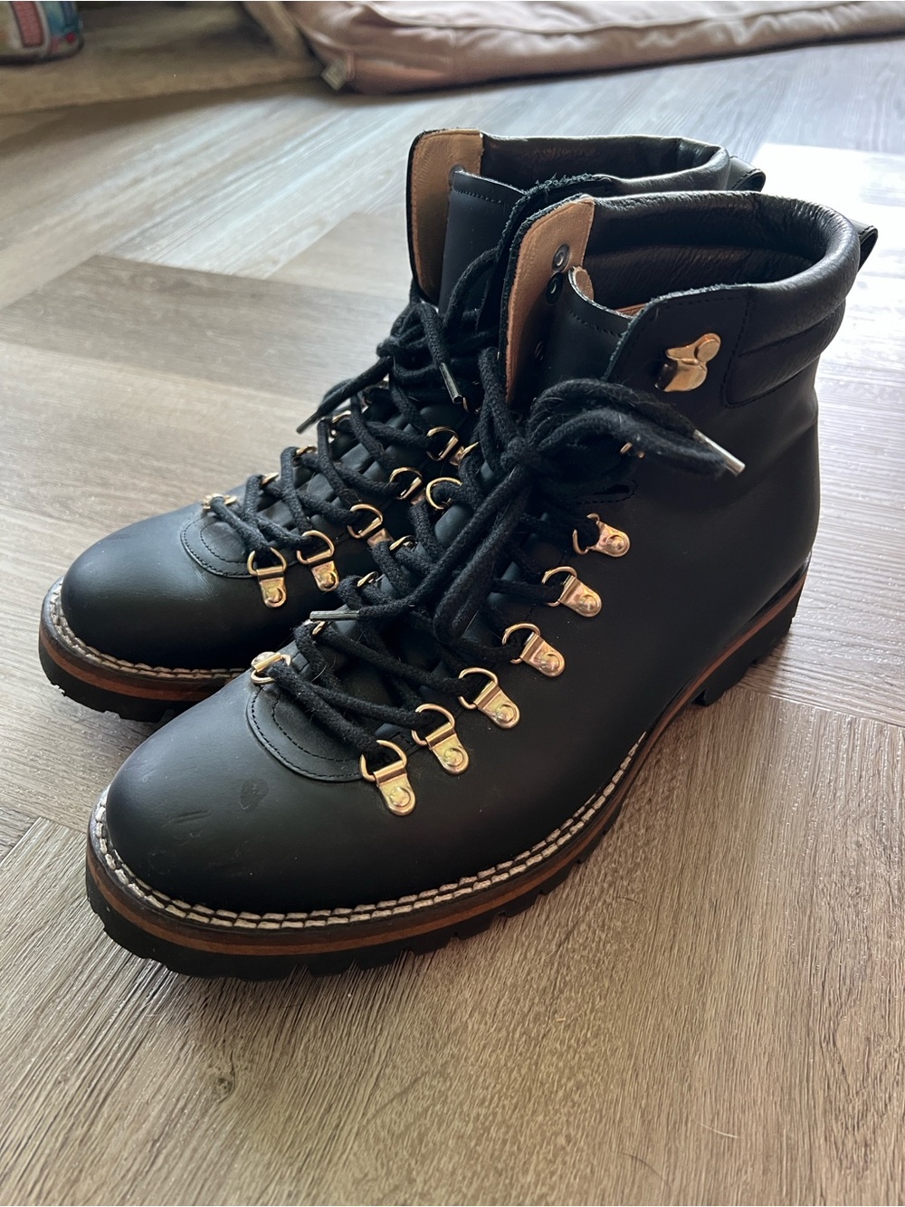 Taft Vibram Black Leather Viking Boots